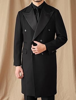 SUAVELE 【RX-0028】RELUX DOUBLE OVER COAT ONAXTDA Mens Long Blazer Overcoat Double-Breasted Suit
